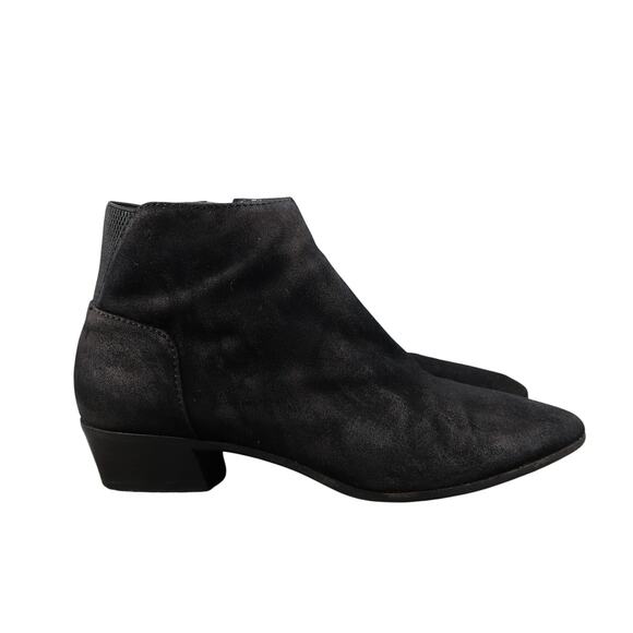 Aquatalia Shoes Womens 8 Booties Franca Ankle Boot Leather Almond Toe Black Zip - Picture 1 of 15